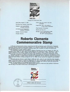 1984 FDI, ROBERTO CLEMENTE, SOUVENIR PAGE - Picture 1 of 1