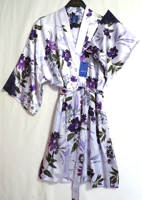 Женская лаванда атласный короткий халат, размер L, на APT 9, новый с ярлыками - Изображение 1 из 4