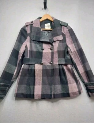 Hydraulic Coat Womens Large Black/Pink Plaid Collared Lined Button Jacket - Image 1 of 4