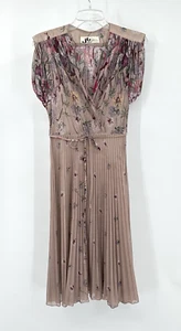 Vestido vintage años 70 JODY OF CALIFORNIA transparente floral cinturón secretaria plisado S - Imagen 1 de 7