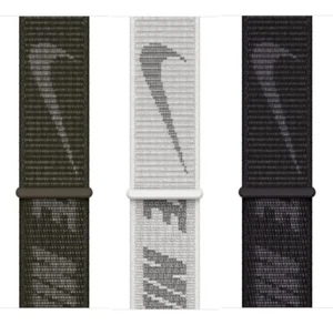 Genuine Apple Watch Nike Sport Loop Black White Khaki 49mm 46mm 45mm 42mm 41mm - Picture 1 of 10
