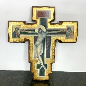Vintage Italian Artigianato Franciscan Florentine Crucifix Cross Christianity - Picture 1 of 9