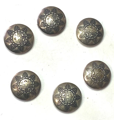 Set of 6pc Southwestern Sun Face Button Covers 19mm - Image 1 of 4