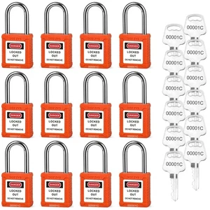 Lockout Tagout Locks 12-Pack｜OSHA Orange Loto Locks Keyed Alike｜12 Same Keys/... - Picture 1 of 8