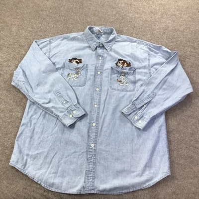 Camisa De Colección Looney Tunes Para Hombres Extra Grande Denim Bugs Bunny Taz Bordada Años 90 Foto 1 de 4