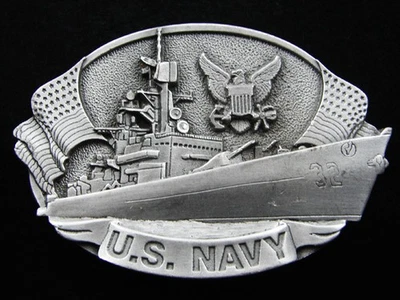 RG05122 *NOS* VINTAGE 1981 **MARINA DE LOS ESTADOS UNIDOS** HEBILLA DE CINTURÓN MILITAR DE PELTRE Foto 1 de 2