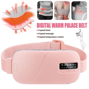 Almohadilla térmica eléctrica cinturón de masaje período alivio del dolor terapia calambres menstruales USB - Imagen 1 de 22