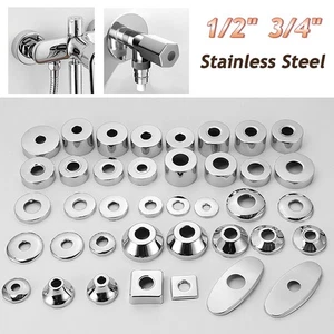 1/2" 3/4" Edelstahl Rosettenabdeckung Wasserhahn Zubehör Wasserhahn Abdeckung Blende - Bild 1 von 34