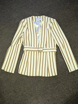 Sheike Mustard Black Striped Jacket blazer & Belt women's size 10 au split Cuff - Image 1 of 4