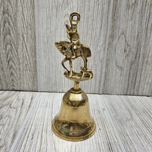 Vintage Solid Brass Horse And Hound 6” Bell Made In England Dog Huntsman - Picture 1 of 6