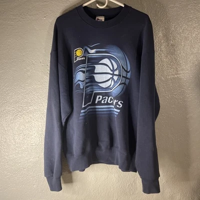 Винтажная мужская толстовка Indiana Pacers XL NBA темно-синяя профессиональный игрок США 90-е - Изображение 1 из 4