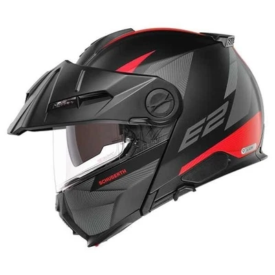 Schuberth E2 Defender Red Flip up Motorbike Dual sport modular helmet with peak - Image 1 of 4