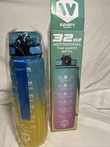 32 Oz Sports Motivational Drinking Water Bottle With Time Marker  BPA Free - Picture 1 of 4