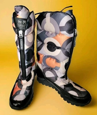 Botas Coach Optic Art Jolt Puffer Acolchadas Multicolor Cremallera Frontal Talla 7.5B Foto 1 de 4
