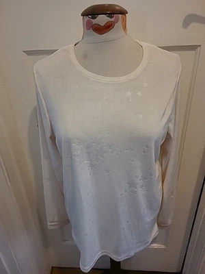 Top de pijama Primark blanco estrellado suave para dama talla 10-12 Foto 1 de 4