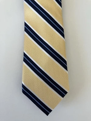 Corbata para hombre Joseph Abboud corbata seda tejida amarillo azul blanco rayas delgada 58" Foto 1 de 4