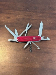 Victorinox Huntsman Swiss Army Knife Translucent Red FREE SHIPPING - Picture 1 of 11