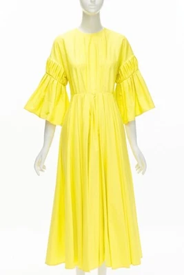 Vestido ROKSANDA Sol Amarillo Algodón Origami Plisado Mangas Acampanadas Línea A UK6 XS Foto 1 de 4
