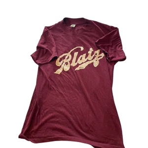 Vintage 70er Blatz Bier TShirt Medaillon Etikett Made in USA Burgund M 38/40 50/50 - Bild 1 von 6