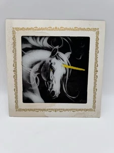 Vintage Karnevalspreis Glas Spiegelbild 6x6 Einhorn - Bild 1 von 4