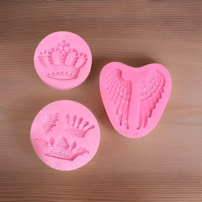 Silicone Mould Mold Lot Of 3 “Crowns & Wings” Resin Craft Clay H2F DIY Project - Image 1 of 4