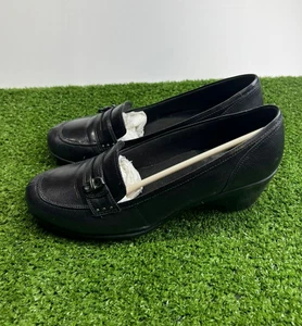 Clarks Bendables Slip On Shoes Womens 9M Black Leather Comfort Dress Loafers - Picture 1 of 14