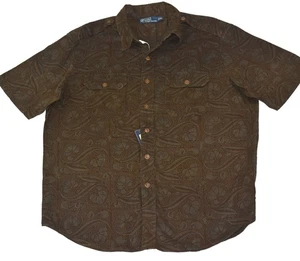 Ralph Lauren Shirt Brown Floral Chest Pockets XL NWT Vtg - Picture 1 of 3
