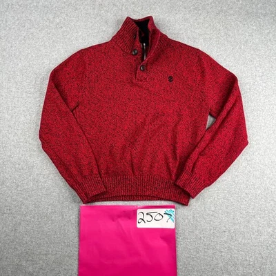 Suéter Tejido IZOD Pequeño Juvenil Talla 8 Rojo KNit Brezo Largo Manga 1/4 Botón Foto 1 de 4
