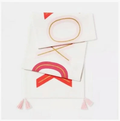Threshold XOXO Valentine's Day Table Runner With Tassels 100% Cotton 72x14" - Image 1 of 2