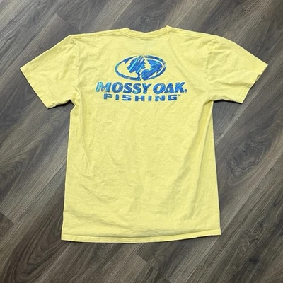 Camiseta de pesca Mossy Oak para hombre grande amarillo azul con logotipo Foto 1 de 3