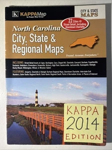 North Carolina City, State, & Regional Map 2014 Kappa Street Atlas NC Guide - Picture 1 of 22