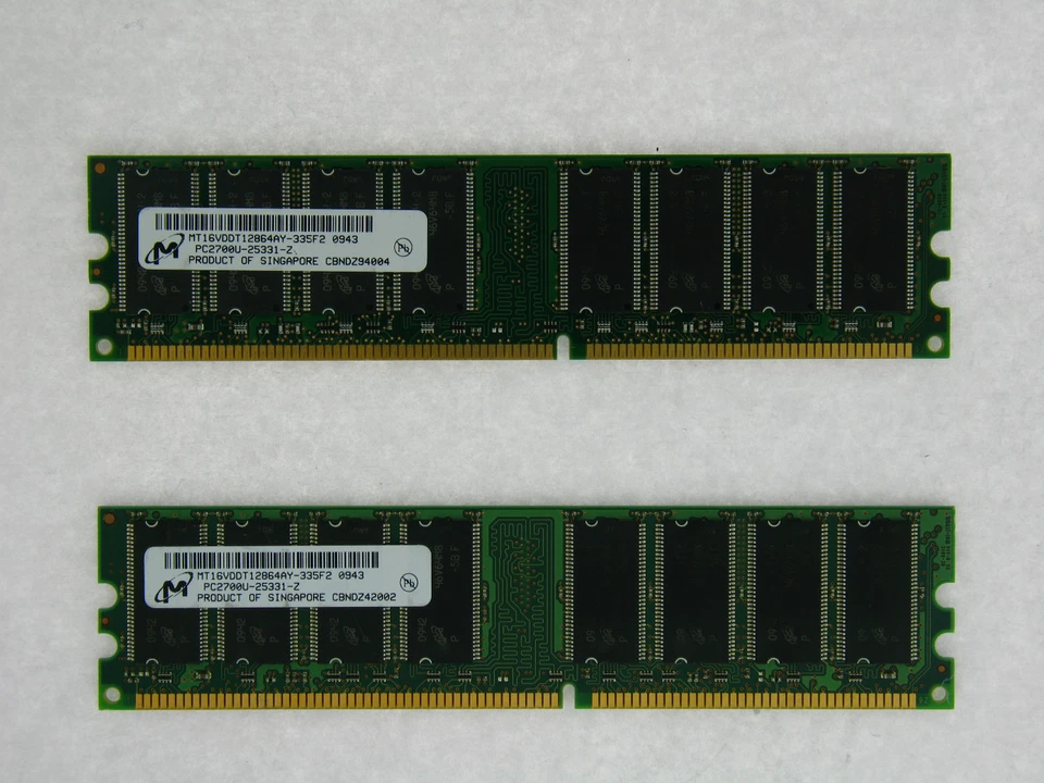 MT16VDDT12864AY-335F2 2GB 2X1GB PC2700 DDR333 Non-Ecc Low Density DDR1 184-pin - Image 1 of 1