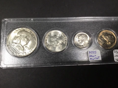 1955-Uncirculated Mint Set-90% Silver-(5 Coin Set)-052022-0014 Cover