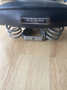 Vintage Schwinn Approved Mesinger Bike Seat -Dual Spring Black Saddle no rips