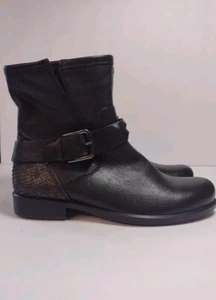 Ecco Ankle Boots Women's Sz US 6.5 EU 37 Black Leather Buckle Strap Pull On NWOB - Picture 1 of 9