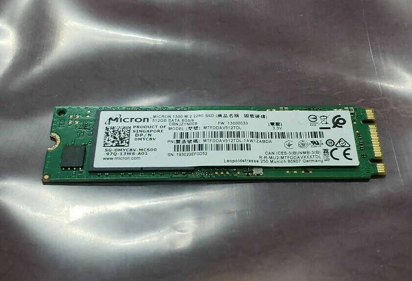 512GB Micron M.2 2280 Solid State Drive 1300 SSD MTFDDAV512TDL Genuine - Image 1 of 1