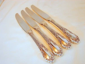 4, 1881 Rogers Silver Enchantment Dinner Knives, Excellent Cond, 9-1/8in, 1952 - Picture 1 of 5