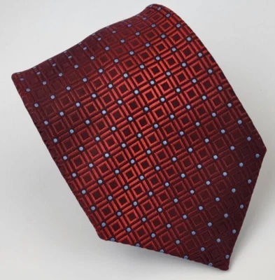 Corbata de seda Kenneth Cole Reaction roja azul geométrica para hombre 58 x 3,5 Foto 1 de 4