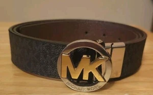 Michael Kors Women's Reversible Belt Brown/black Two Tone Mk Buckle Size Large  - Picture 1 of 5