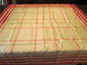 "GOLD WITH RED PLAID DESIGN BORDER"" - VINTAGE TABLECLOTH - NEVER USED - Picture 1 of 4