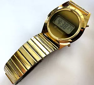 Timeband by Fairchild Digital Men's Watch Runs New Battery Gold Tone - Picture 1 of 17
