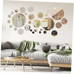  64 Pcs Mirror Wall Stickers Adhesive Removable Acrylic Mirror Setting Large - Picture 1 of 8