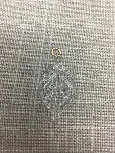 Ciondolo Foglia Vetro Stampato Vintage con Anello Placcato Oro 14K - Misure Lungo 33 mm - Foto 1 di 5