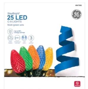 GE 25 Count StayBright C9 LED Christmas Light String Set  Multicolor 12' Long  - Picture 1 of 7