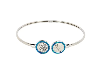 Bracciale in argento sterling 925 con opale blu, design di ispirazione greca - Immagine 1 di 4