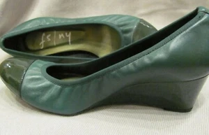 French Sole FS/NY Green Colorblock Toe/Heel Patent & Leather Wedge Shoes ~ 6.5M  - Picture 1 of 8