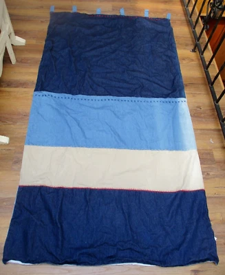 Panel de cortina de ventana con lengüeta azul jean denim algodón tostado 42 x 84 forrado bloques de colores Foto 1 de 4