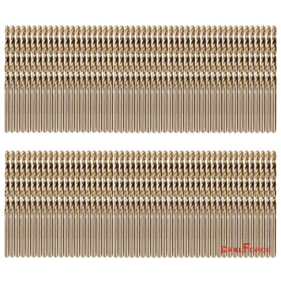 DRILLFORCE 100PCS 1/8" Cobalt Drill Bit Set M35 HSS Jobber Length Twist Drill Bits Tools