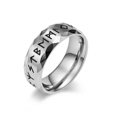 Anillo alianza de boda de titanio runas misteriosas Geometric Edage para hombre y mujer talla 7-13 Foto 1 de 4