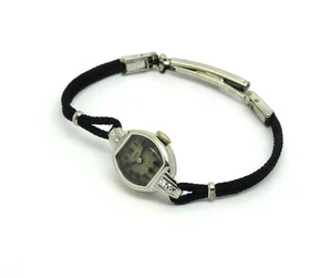 Antiguo Reloj ART DECO Vintage Años 30 LEHMAN 14K Oro Blanco Diamante Caja Cuerda - Imagen 1 de 6